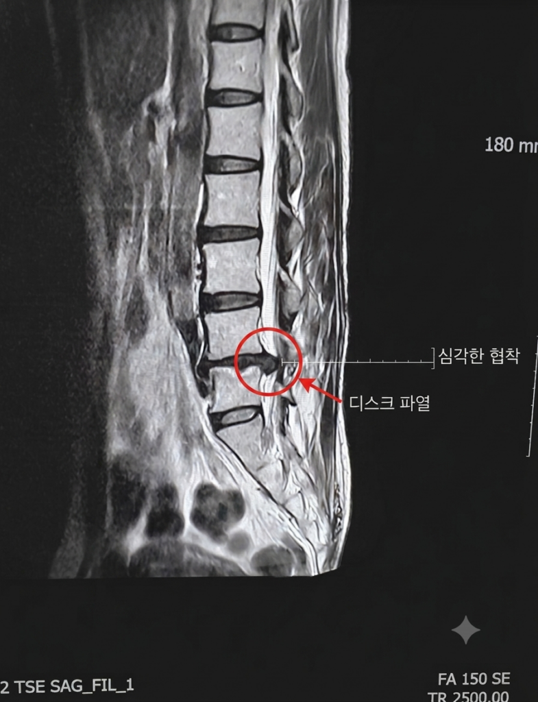 허리디스크 수술 전 MRI 검사 사진